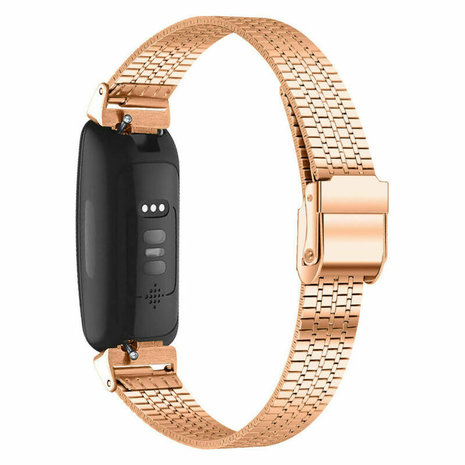 Strap-it Strap-it Bracelet acier inoxydable Fitbit Inspire (or rose)