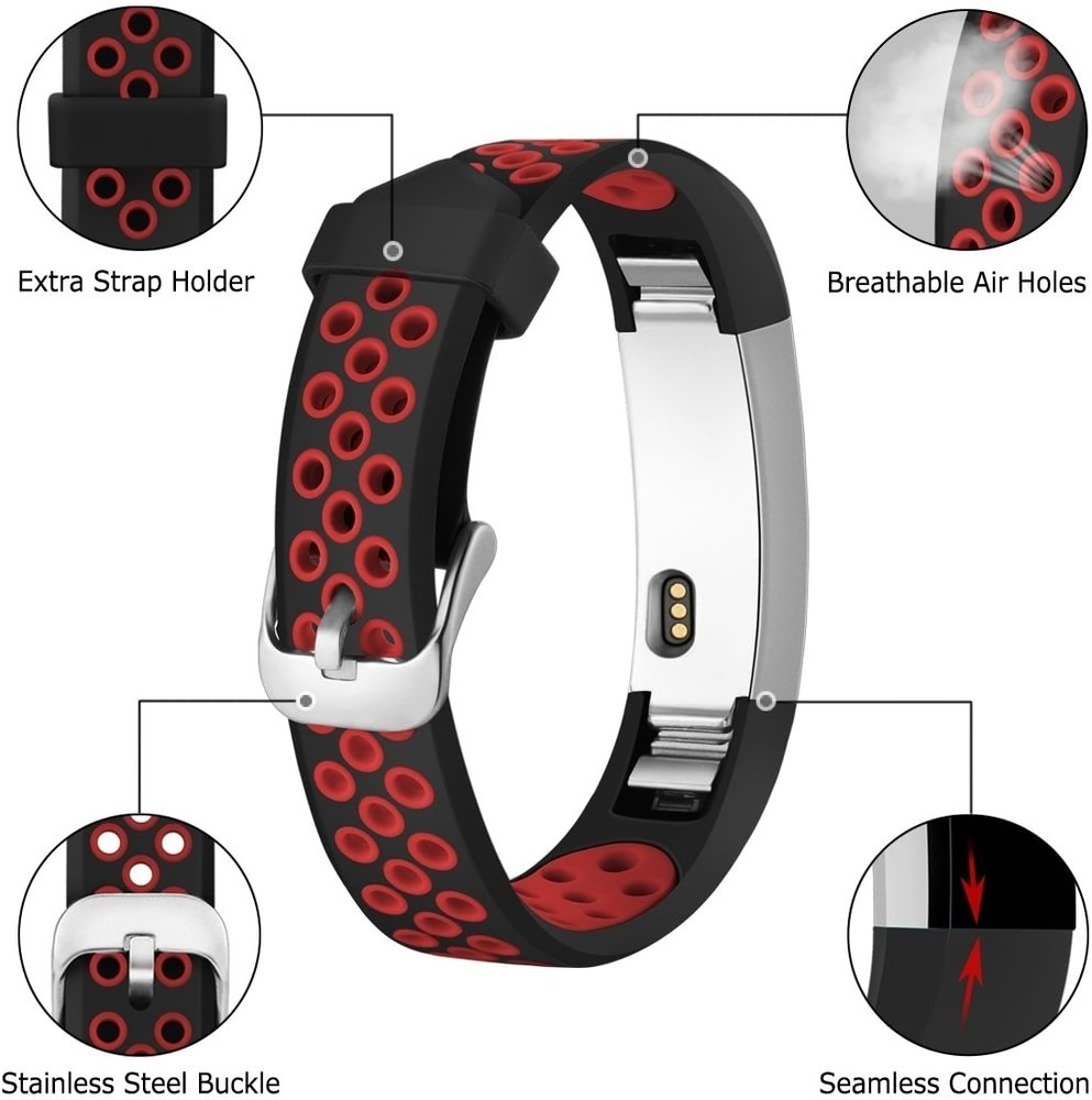 Strap-it Strap-it Bracelet sport Fitbit Alta HR (noir/rouge)