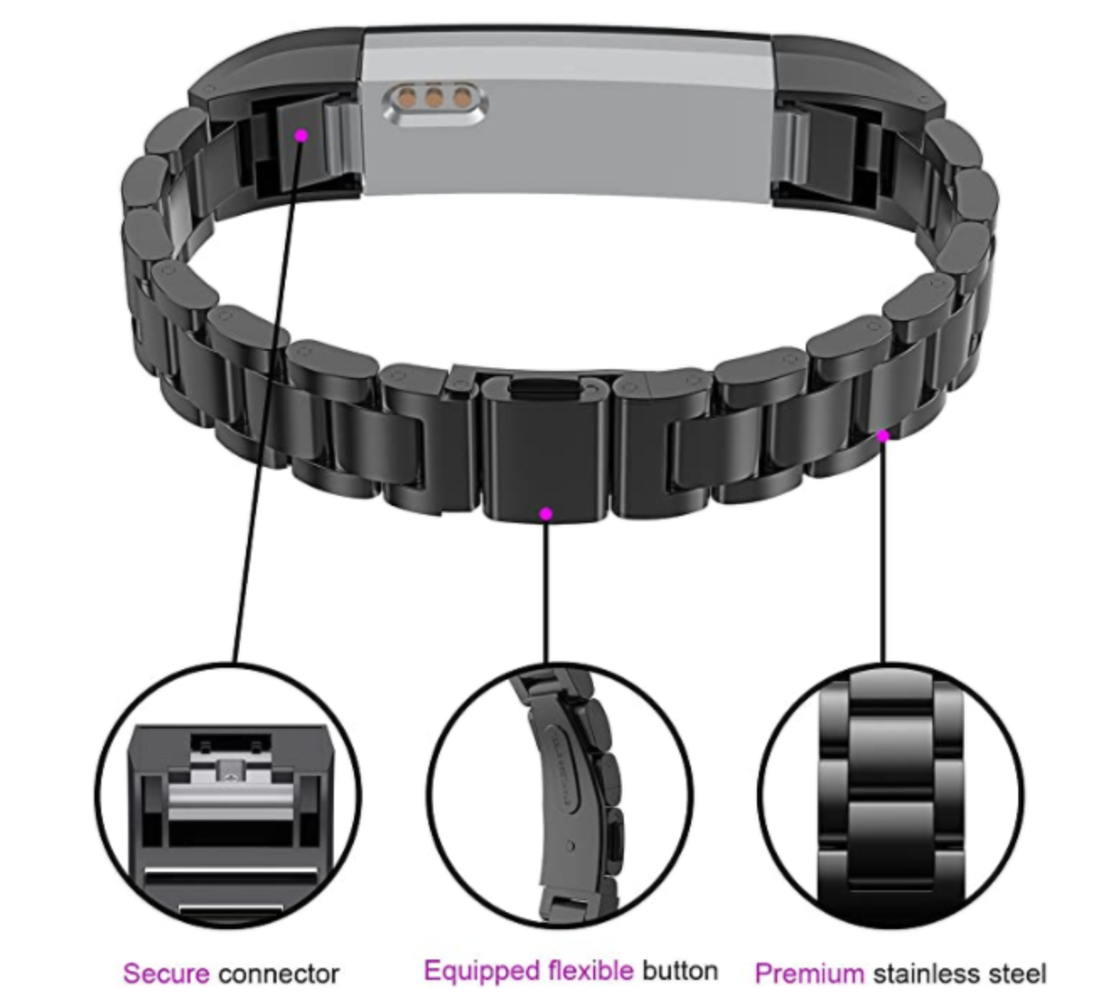 Strap-it Strap-it Bracelet acier Fitbit Alta HR (noir)