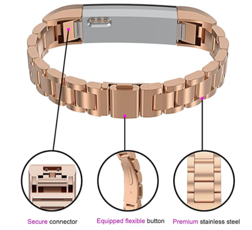 Strap-it Strap-it Bracelet acier Fitbit Alta HR (or rose)