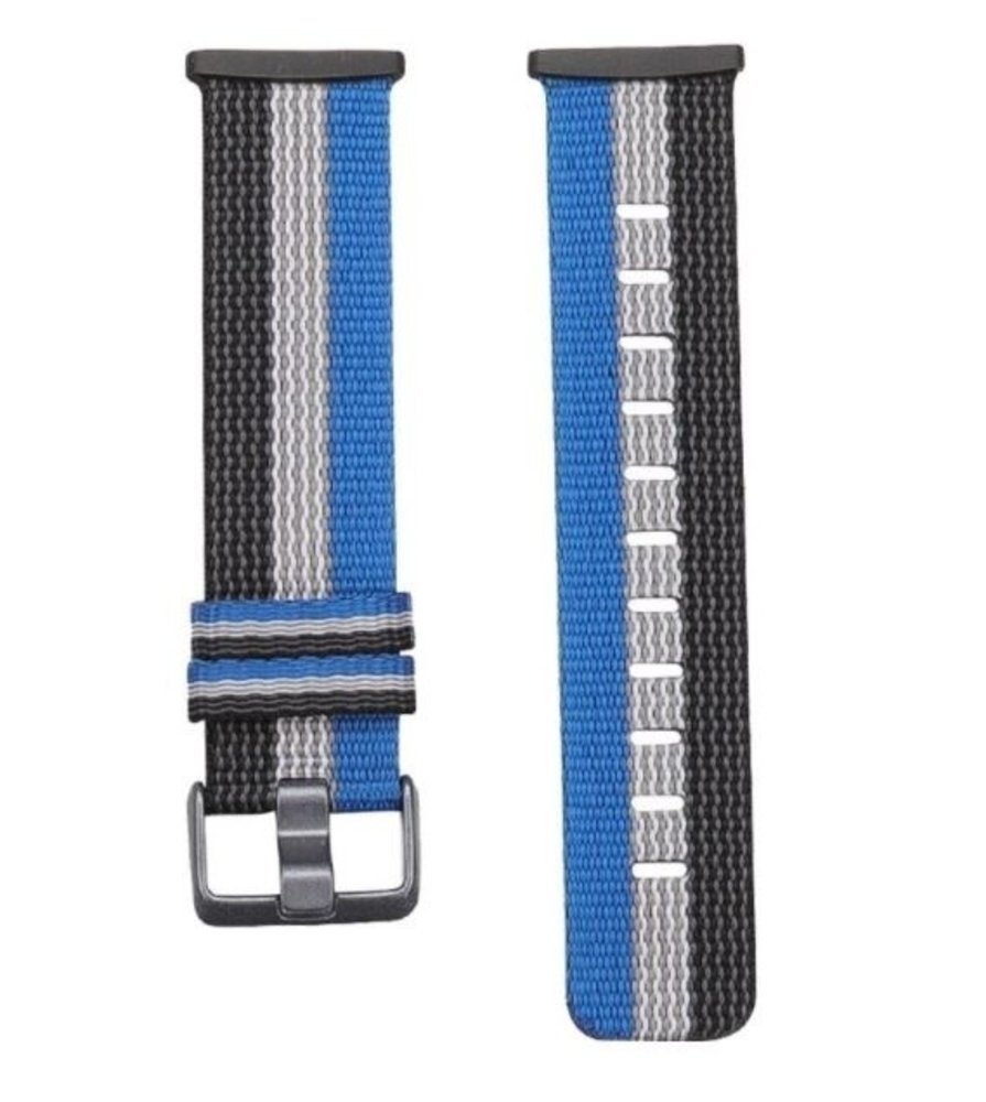 Strap-it Strap-it Bracelet à boucle en nylon Fitbit Sense (noir-blanc-bleu) Strap-it Strap-it Bracelet à boucle en nylon Fitbit Sense (noir-blanc-bleu)