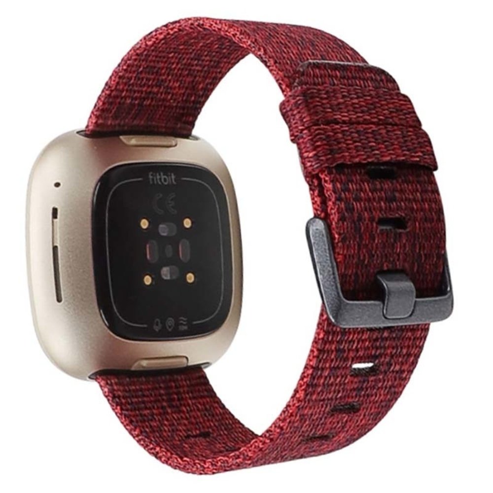 Strap-it Strap-it Bracelet nylon boucle tissé Fitbit Sense (rouge)