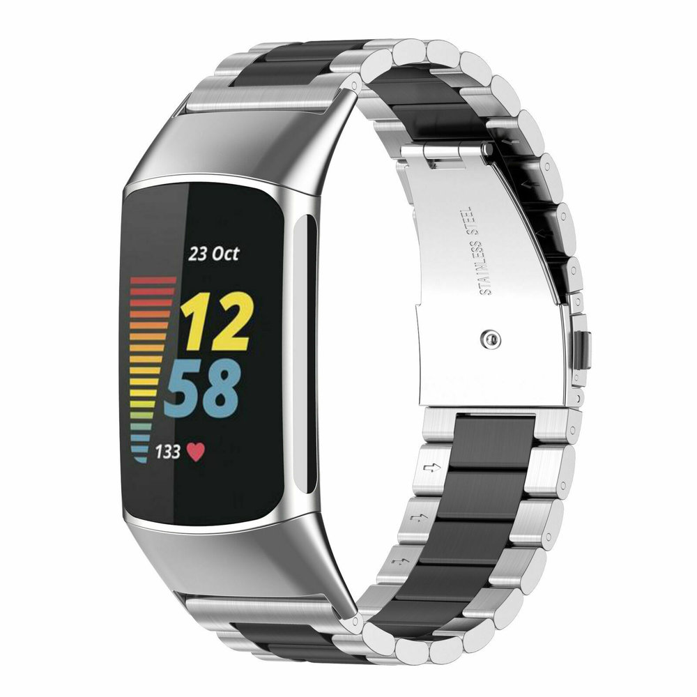 Strap-it Strap-it Bracelet acier Fitbit Charge 5 (argent/noir)