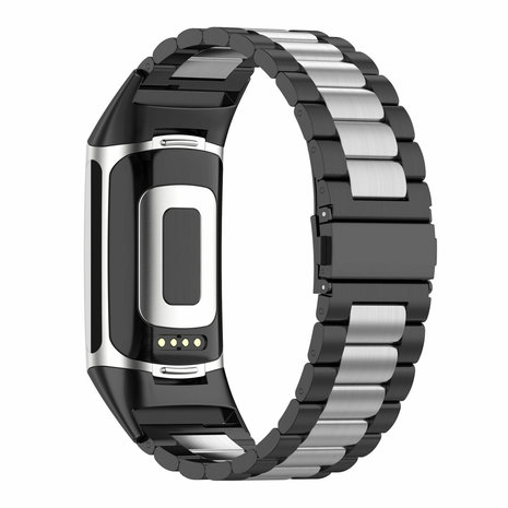 Strap-it Strap-it Bracelet acier  Fitbit Charge 5 (noir/argent)