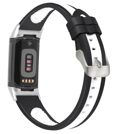 Strap-it Strap-it Bracelet à boucle sport Fitbit Charge 5 (noir/blanc)