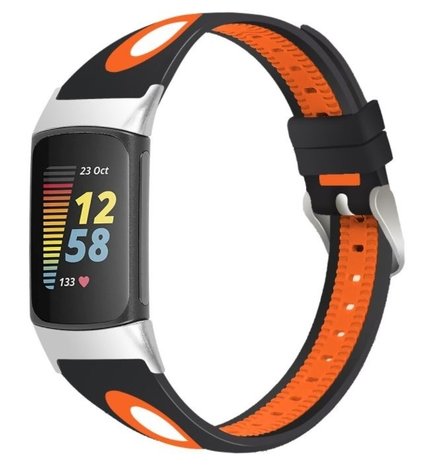 Strap-it Strap-it Bracelet à boucle sport Fitbit Charge 5 (noir/orange)