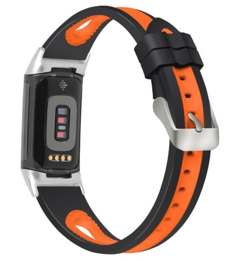 Strap-it Strap-it Bracelet à boucle sport Fitbit Charge 5 (noir/orange)