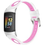 Strap-it Strap-it Bracelet à boucle sport Fitbit Charge 5 (blanc/rose)
