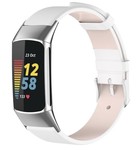 Strap-it Strap-it Bracelet cuir Fitbit Charge 5 (blanc)