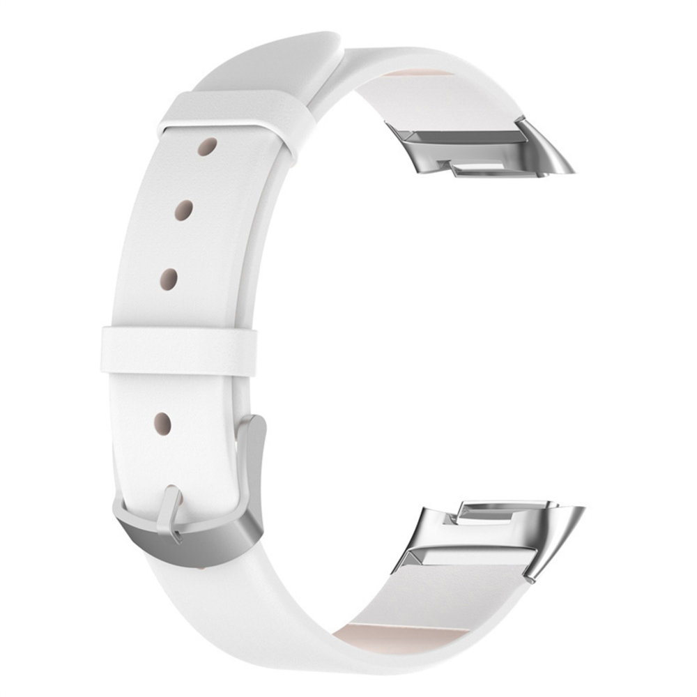 Strap-it Strap-it Bracelet cuir Fitbit Charge 5 (blanc)