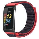 Strap-it Bracelet nylon Fitbit Charge 5 (rouge/noir)