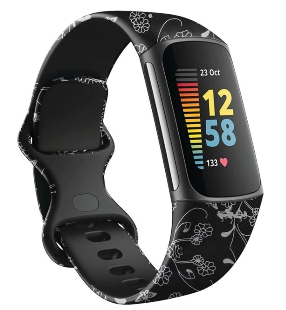 Strap-it Strap-it Bracelet Black Floral Fitbit Charge 5