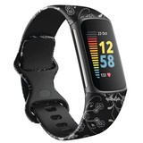 Strap-it Bracelet Black Floral Fitbit Charge 5