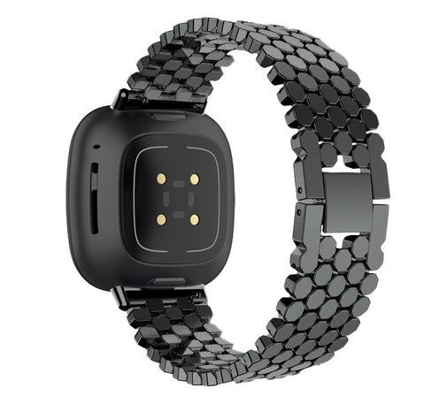 Strap-it Strap-it Bracelet acier poisson Fitbit Versa 3 (noir)