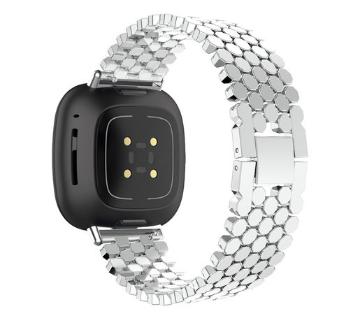 Strap-it Strap-it Bracelet acier poisson Fitbit Versa 3 (argent)