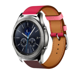 Strap-it Bracelet cuir Samsung Gear S3 (rose vif/marron rouge)