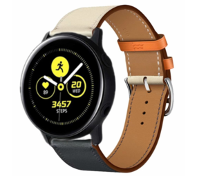 Strap-it Bracelet cuir Samsung Galaxy Watch Active (blanc/bleu foncé)