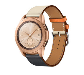 Strap-it Bracelet cuir Samsung Galaxy Watch 42mm (blanc/bleu foncé)