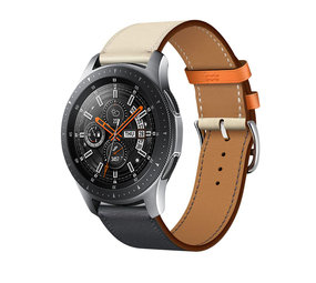 Strap-it Bracelet cuir Samsung Galaxy Watch 46mm (blanc/bleu foncé)