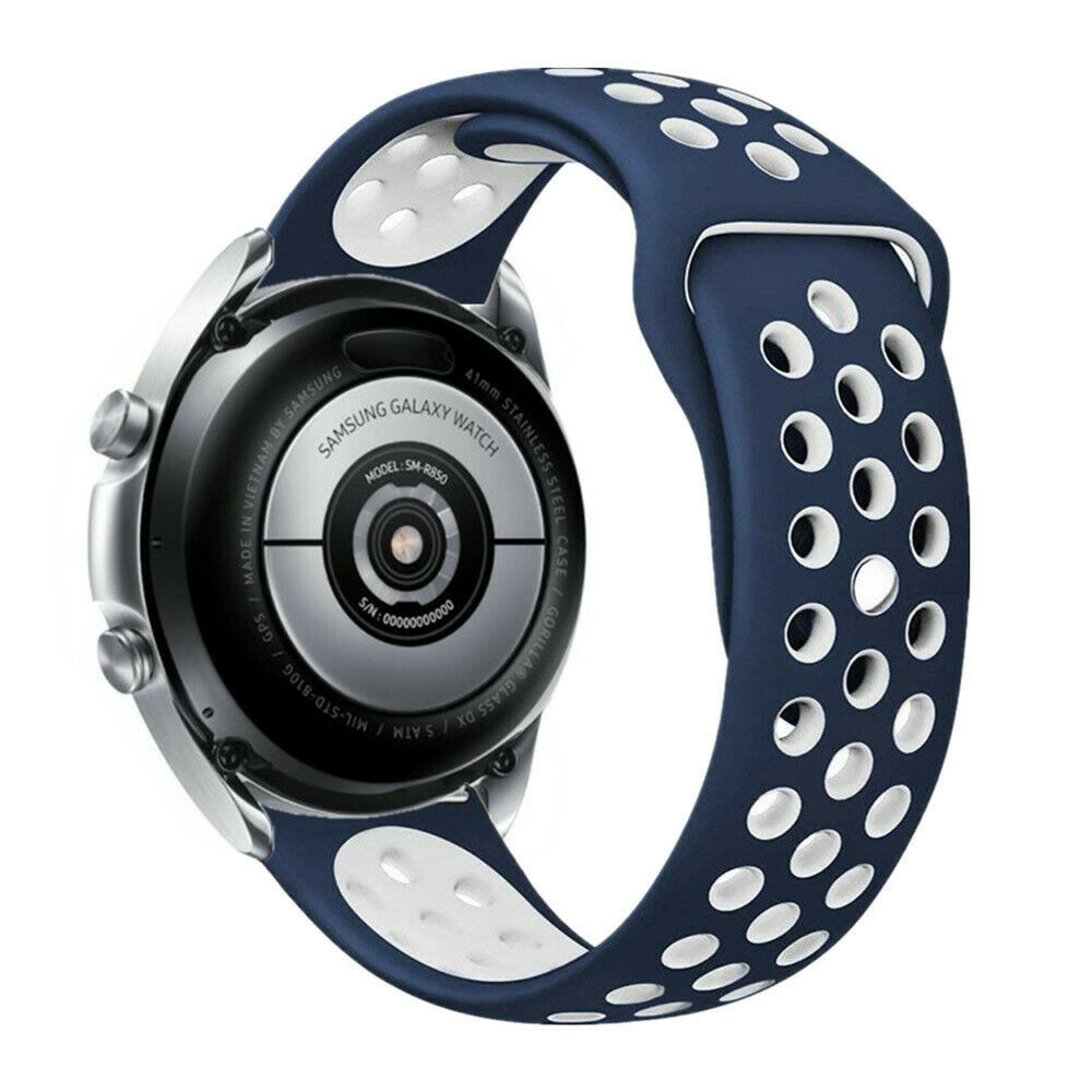 Strap-it Strap-it Bracelet sport Samsung Galaxy Watch 3 45mm (blanc/bleu)