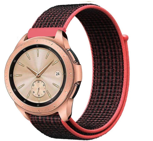 Strap-it Strap-it Bracelet nylon Samsung Galaxy Watch 42mm (noir/rouge)