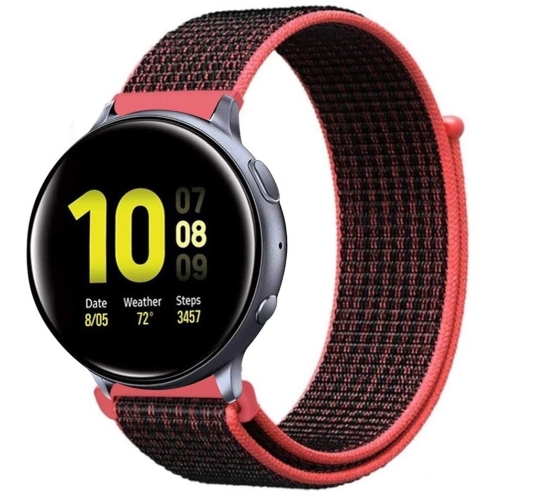 Strap-it Strap-it Bracelet nylon Samsung Galaxy Watch Active (noir/rouge) Strap-it Strap-it Bracelet nylon Samsung Galaxy Watch Active (noir/rouge)