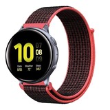 Strap-it Bracelet nylon Samsung Galaxy Watch Active (noir/rouge)
