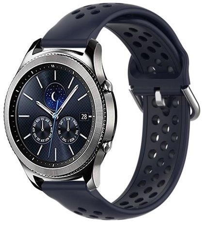 Strap-it Strap-it Bracelet silicone avec trous Samsung Gear S3 (bleu foncé)