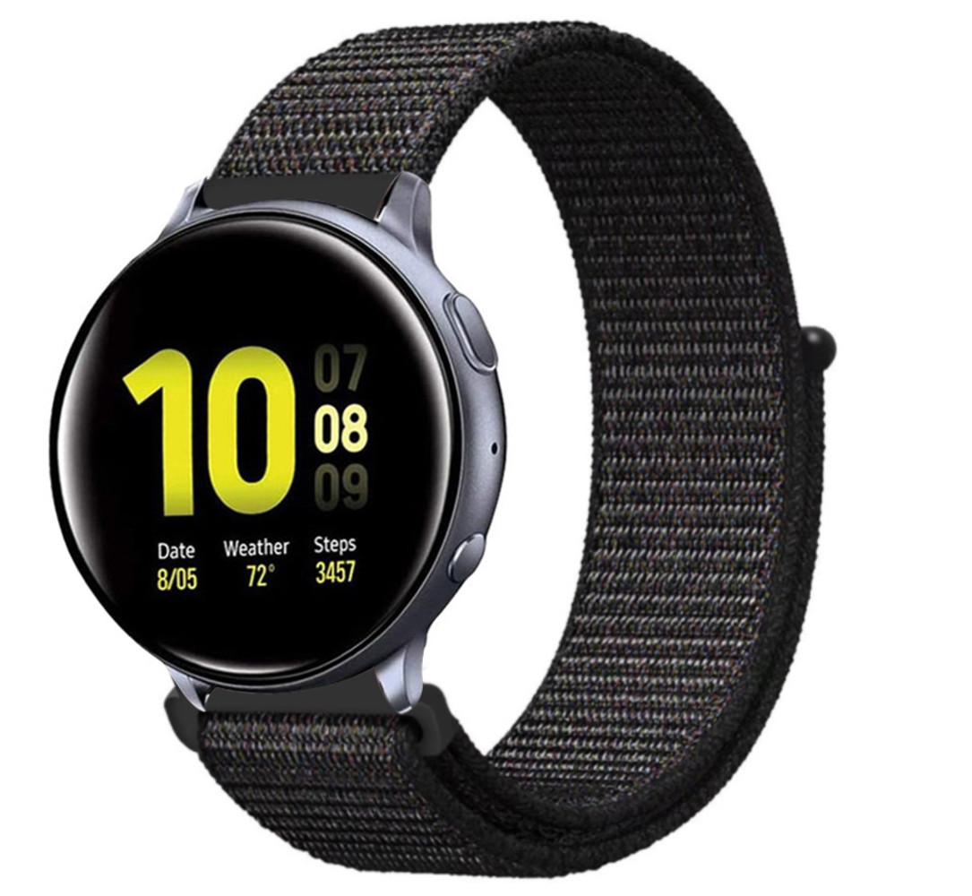 Strap-it Strap-it Bracelet nylon Samsung Galaxy Watch Active (noir) Strap-it Strap-it Bracelet nylon Samsung Galaxy Watch Active (noir)