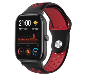 Strap-it Bracelet sport Xiaomi Amazfit GTS (noir/rouge) Strap-it Bracelet sport Xiaomi Amazfit GTS (noir/rouge)
