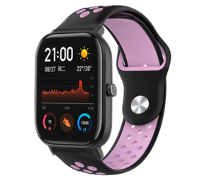 Strap-it Bracelet sport Xiaomi Amazfit GTS (noir/rose) Strap-it Bracelet sport Xiaomi Amazfit GTS (noir/rose)