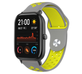 Strap-it Bracelet sport Xiaomi Amazfit GTS (gris/jaune) Strap-it Bracelet sport Xiaomi Amazfit GTS (gris/jaune)