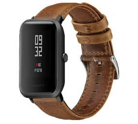 Strap-it Bracelet cuir Xiaomi Amazfit Bip (marron)