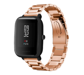 Strap-it Bracelet acier Xiaomi Amazfit Bip (or rose)