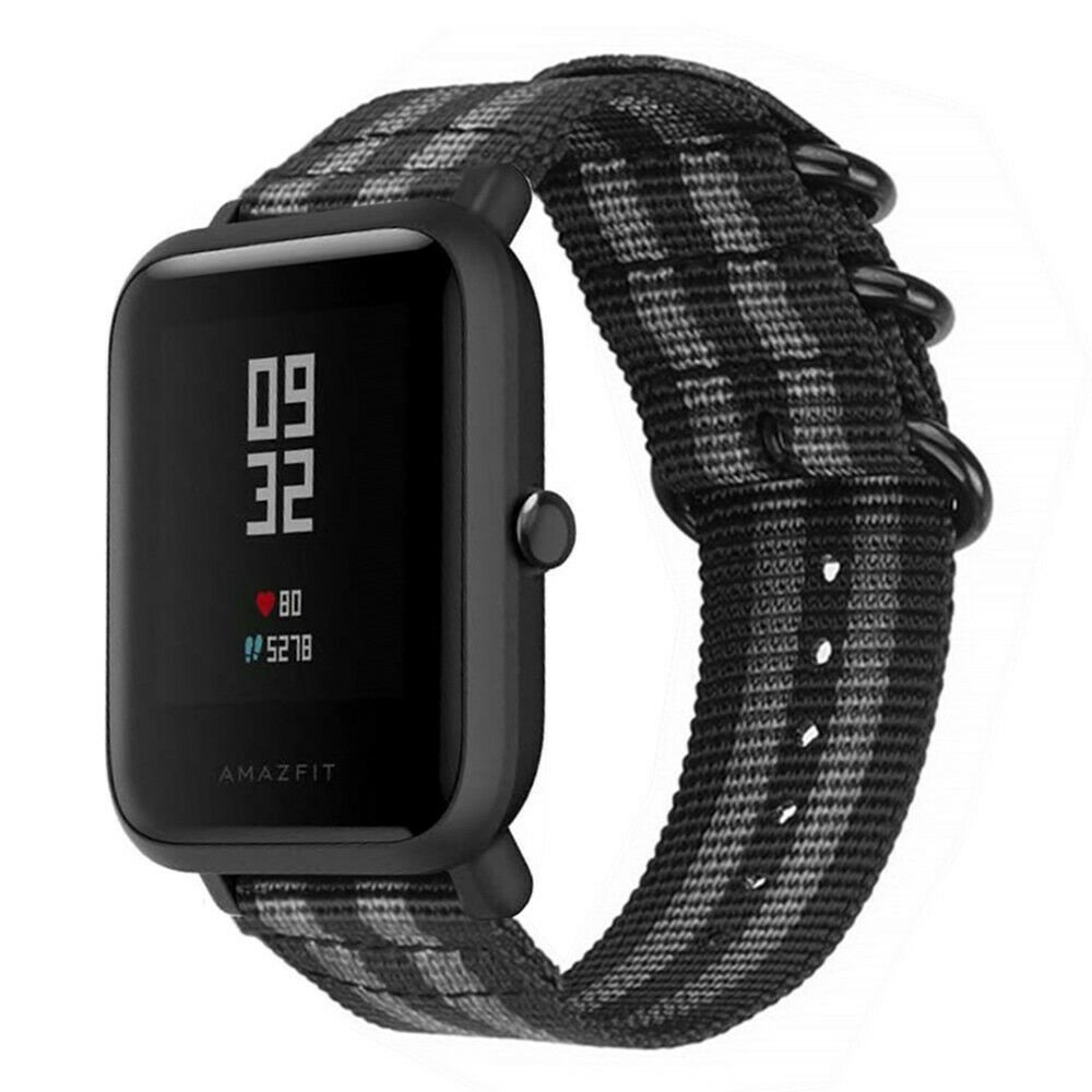 Strap-it Strap-it Bracelet nylon boucle Xiaomi Amazfit Bip (noir/gris) Strap-it Strap-it Bracelet nylon boucle Xiaomi Amazfit Bip (noir/gris)
