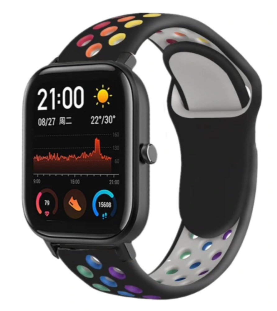 Strap-it Strap-it Bracelet sport Xiaomi Amazfit GTS (noir et multicolore)