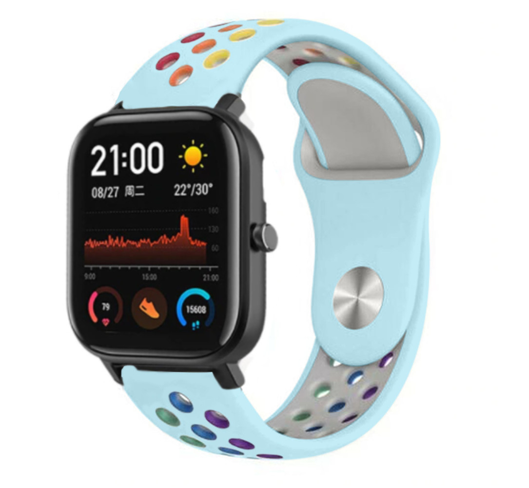 Strap-it Strap-it Bracelet sport Xiaomi Amazfit GTS (bleu clair et multicolore) Strap-it Strap-it Bracelet sport Xiaomi Amazfit GTS (bleu clair et multicolore)