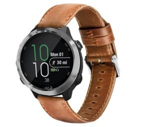 Strap-it Bracelet cuir Garmin Vivoactive 4 - 45mm - marron