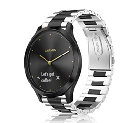 Strap-it Bracelet acier Garmin Vivoactive 4 - 45mm - argent/noir