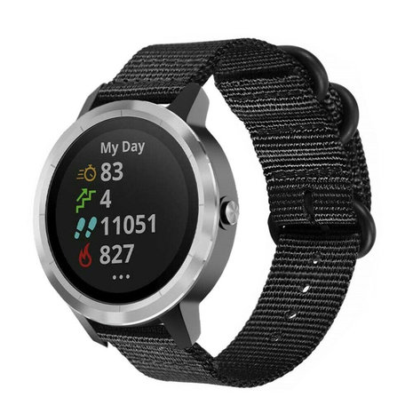 Strap-it Strap-it Bracelet nylon boucle Garmin Vivoactive 3 (noir)