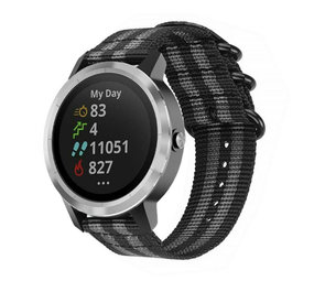 Strap-it Bracelet nylon boucle Garmin Vivoactive 3 (noir/gris)