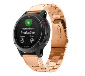 Strap-it Bracelet acier Garmin Fenix ​​​​5 / 6 (or rose)