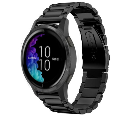 Strap-it Strap-it Bracelet acier Garmin Venu (noir) Strap-it Strap-it Bracelet acier Garmin Venu (noir)
