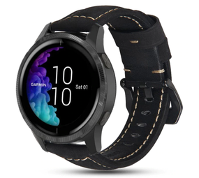 Strap-it Bracelet cuir Garmin Venu (noir)