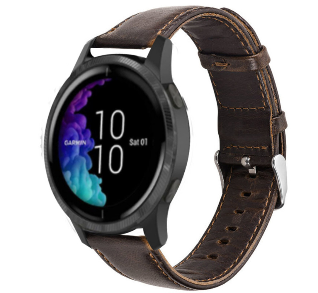Strap-it Strap-it Bracelet cuir Garmin Venu (marron foncé) Strap-it Strap-it Bracelet cuir Garmin Venu (marron foncé)