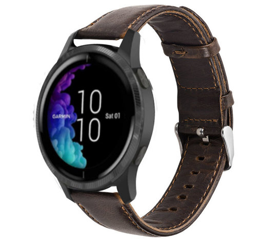 Strap-it Strap-it Bracelet cuir Garmin Venu (marron foncé) Strap-it Strap-it Bracelet cuir Garmin Venu (marron foncé)