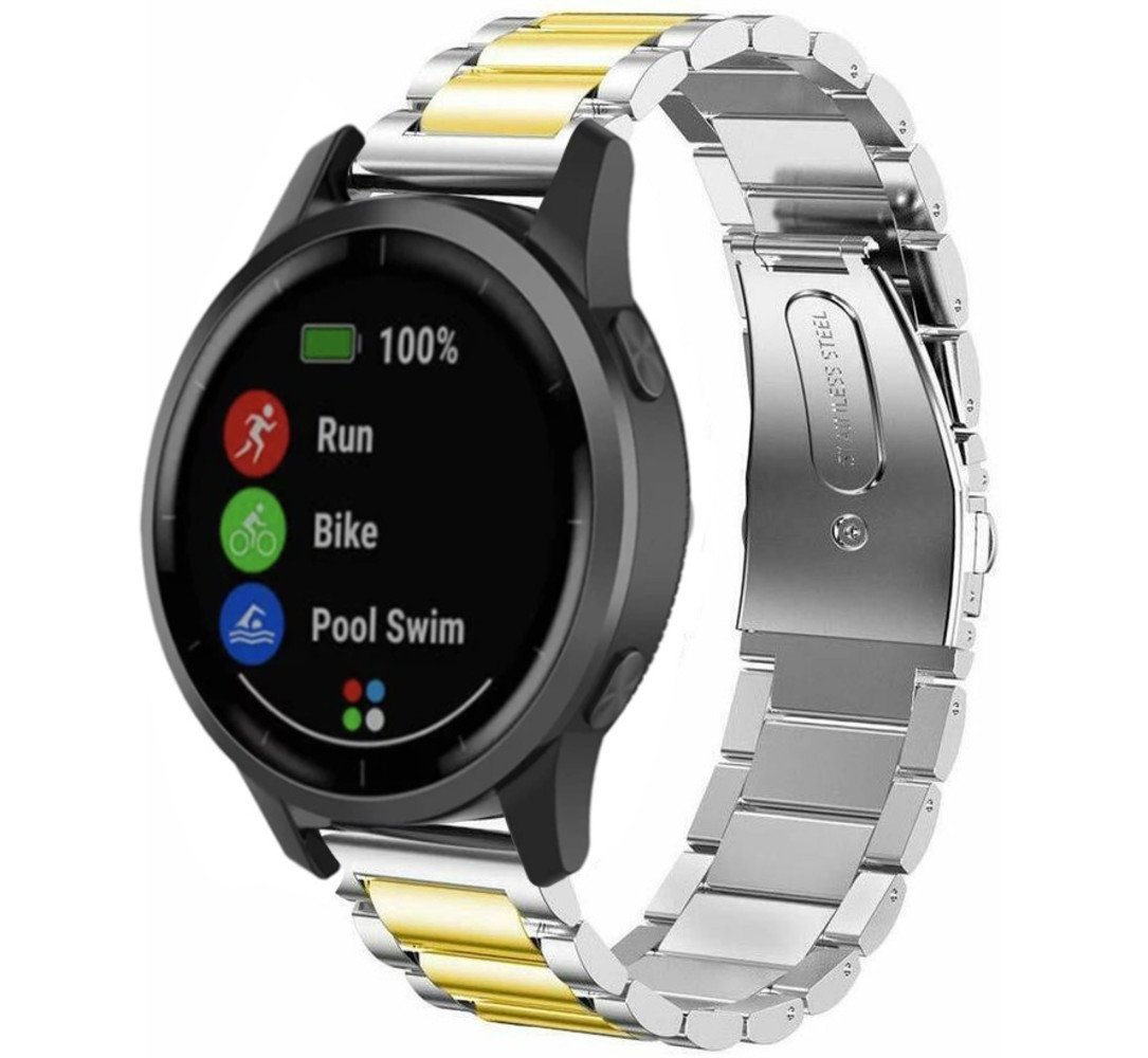 Strap-it Strap-it Bracelet acier Garmin Vivoactive 4 - 45mm - argent/or Strap-it Strap-it Bracelet acier Garmin Vivoactive 4 - 45mm - argent/or