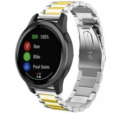 Strap-it Strap-it Bracelet acier Garmin Vivoactive 4 - 45mm - argent/or Strap-it Strap-it Bracelet acier Garmin Vivoactive 4 - 45mm - argent/or