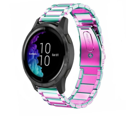 Strap-it Strap-it Bracelet acier Garmin Venu (arc-en-ciel)