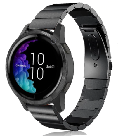 Strap-it Strap-it Bracelet métal Garmin Venu (noir) Strap-it Strap-it Bracelet métal Garmin Venu (noir)